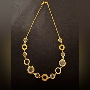 COACH gold quartz circle signature station necklace